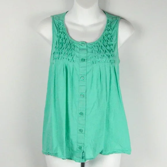 J. Crew Factory Mint Green Button Down Tank Top - Picture 1 of 7